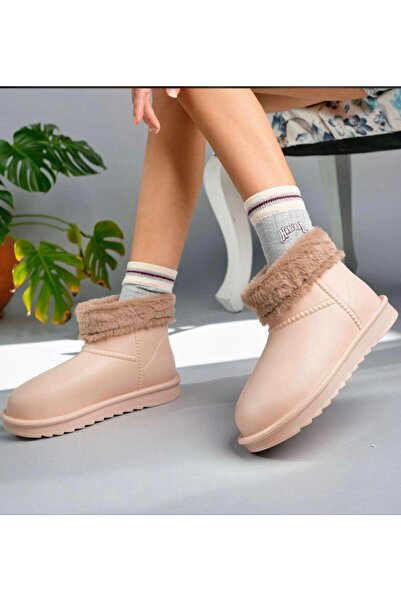 CZ London Kadın İçi Kürklü Kısa Bot Su Geçirmez Rahat Taban Yağmur Bot