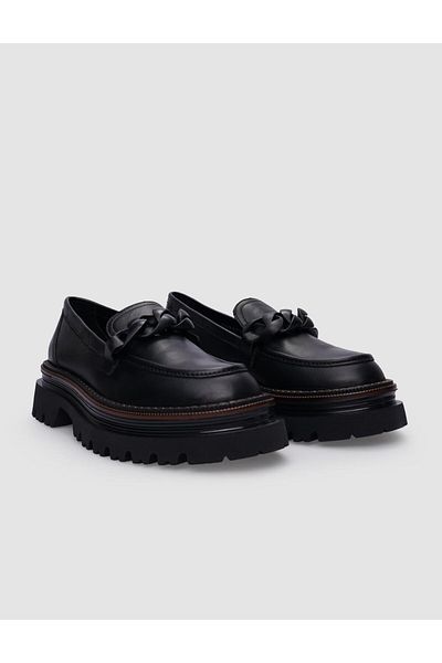 Cabani Black Genuine Leather - 100% Buckle Women's Casual Shoes