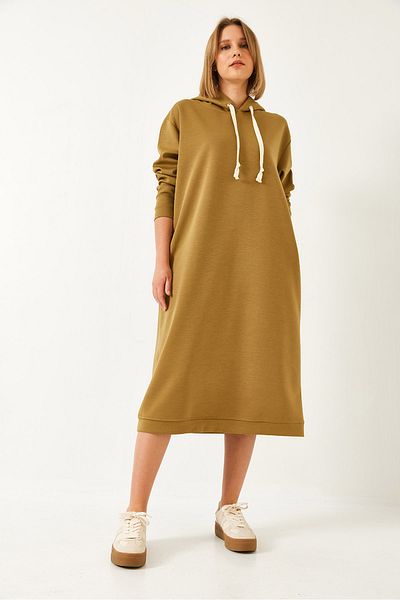 Bianco Lucci Γυναικείο φόρεμα με κουκούλα Basic Long Sweat 8074 60351328