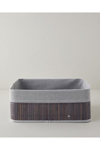 English Home Anthracite Selina Bamboo Basket - 20X15X10 cm