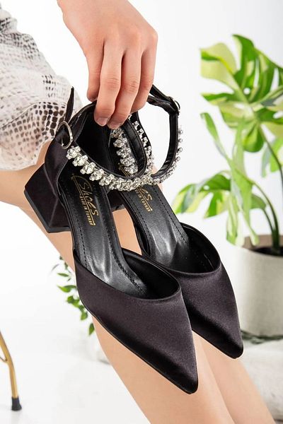 eformoda by emre yılmaz Pantofi cu toc clasici confortabili, cu vârf ascuțit, pentru femei, negre, ZR05