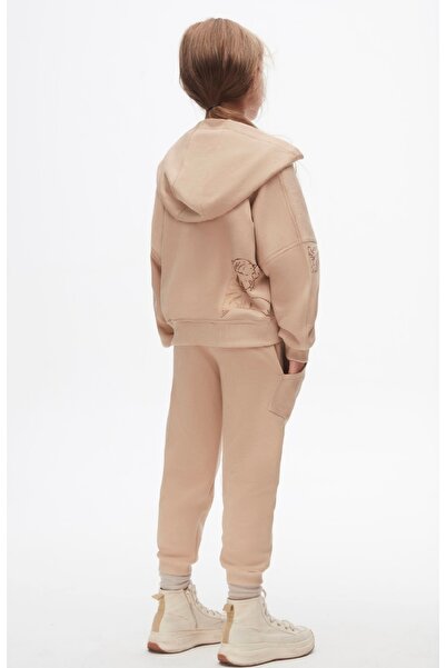 nk kids Girl's Soft Textured Zipper Tracksuit 2 Piece Set