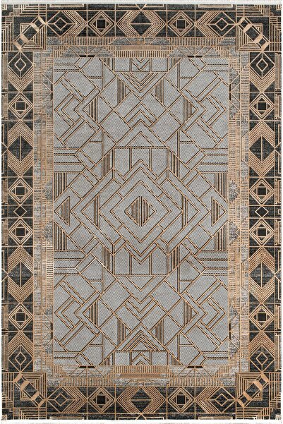 Royal Halı Bearny Td05a Gold Antrasit Viskon Akrilik Yumuşak Dokulu Modern Ha...