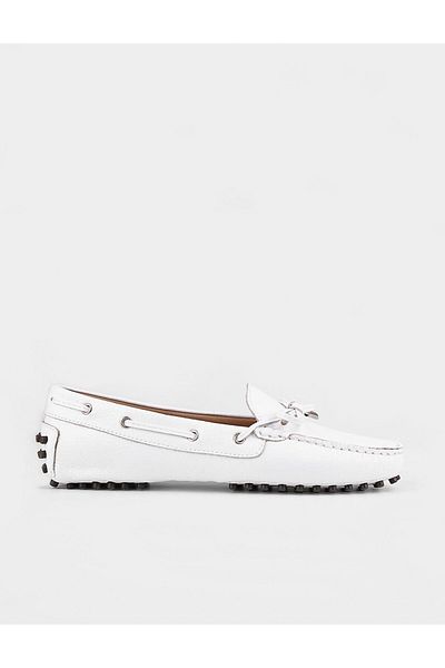 Cabani Pantofi de damă mocasini cu fundă albă din piele naturală