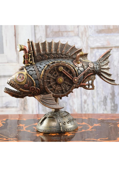 Veronese Dekoratif Steampunk Balık Biblo, Ofis Dekorasyon, Dekorasyon Biblo
