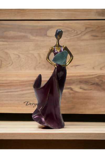 DERYA DESİNG ART Dekoratif Bordo Şaraplık Kız Heykel Biblo