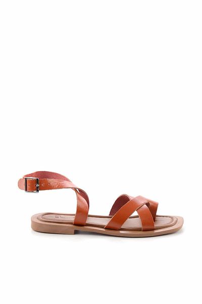 Bambi Orange Tan Leather Women's Sandals K05826017703