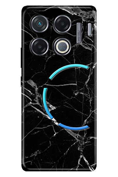 INFINIX GT 20 Pro Kılıf INFINIX infinix Desenli Kapak Baskılı Mermer Siyah