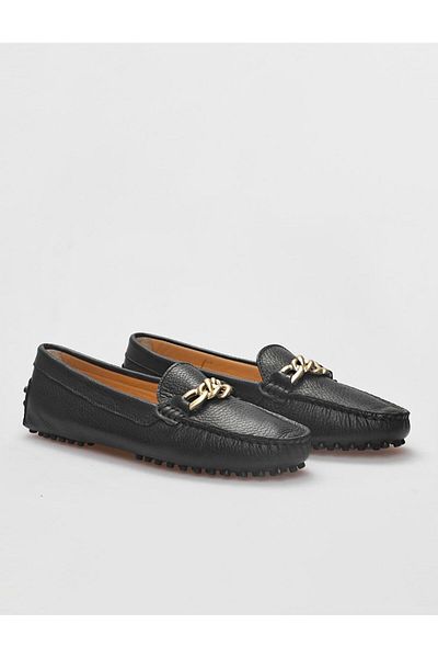Cabani Loafer negru de damă din piele naturală