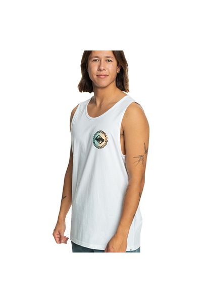 Quiksilver قميص رجالي طويل باهت بدون أكمام أبيض ملابس يومية قميص رجالي Eqyzt07663