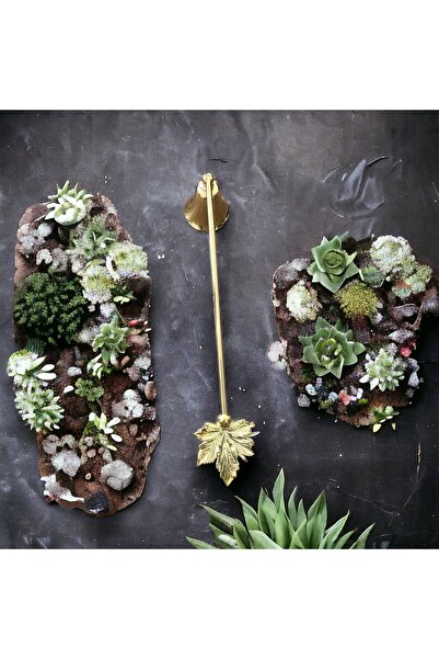 Mercan Tasarım Atölyesi Asma Yapraklı Mum Söndürücü-gold