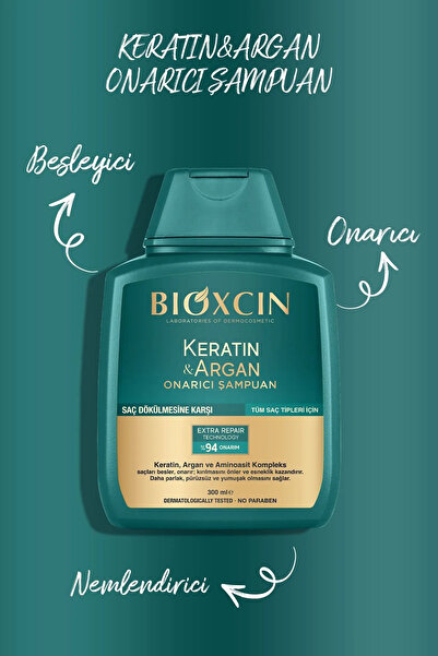 Bioxcin Keratin & Argan Onarıcı Şampuan 300 ml - Yıpranmış Ve Hasar Görmüş Saçlar 2'li