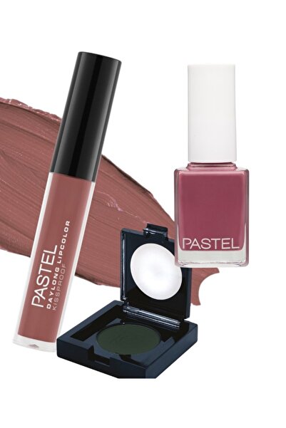 Pastel Daylong Lipcolor Kissproof - Likit Mat Ruj 20 + Oje 427 + Cecile Mat F...
