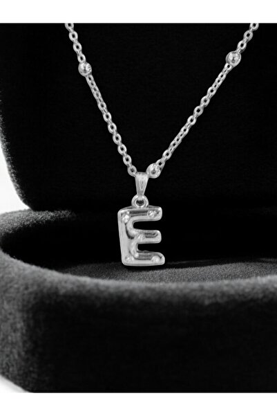SOSYETEZGAHI Kadin Balon Model Tasli Paslanmaz Ozel Ktusunda E Harfli Farkli Zincir Kolye
