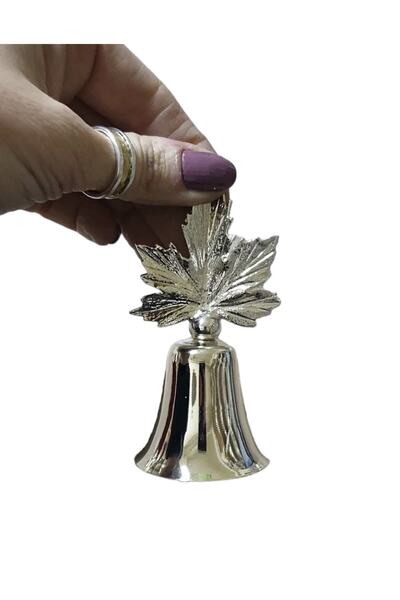 Mercan Tasarım Atölyesi Asma Yapraklı Metal Çan Mum Söndürücü-gümüş