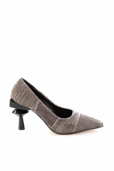 Bambi Pantofi clasici cu toc pentru femei șifonați platină K 01188125142
