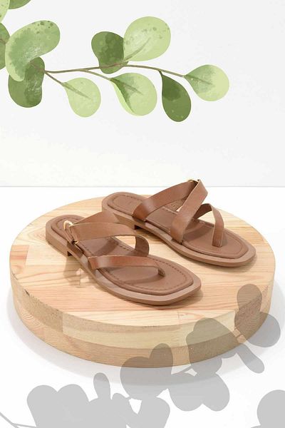 Bambi Γυναικείες παντόφλες Tan Γνήσιο Δέρμα Κ 04826017603