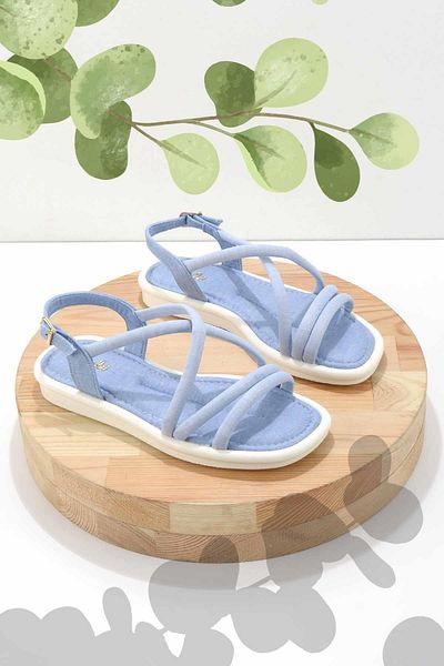 Bambi Denim Blue Fabric Women's Sandals K05824651504