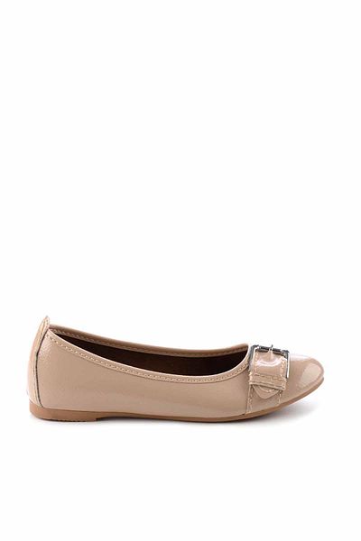 Bambi Beige Patent Leather Women's Ballerinas K01956200108