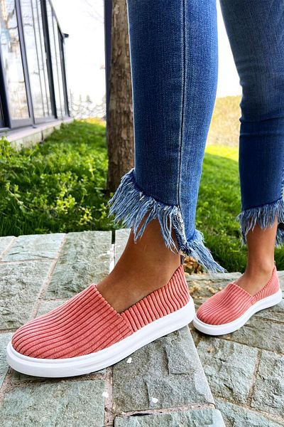 Bambi Orangefarbene Damen-Freizeitschuhe aus Stoff K 01122001004