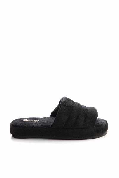 Bambi Γυναικείες παντόφλες σπιτιών Black Fur K04988000197