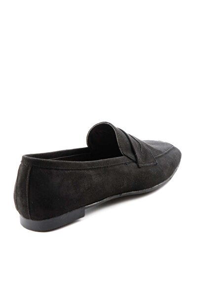 Bambi Siyah Süet Kadın Loafer Ayakkabı K01671301702