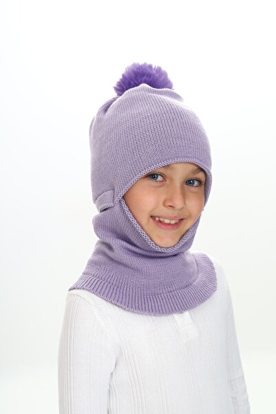Sevimli 4-10 Years Girl's Beanie Neck Collar Snow Mask