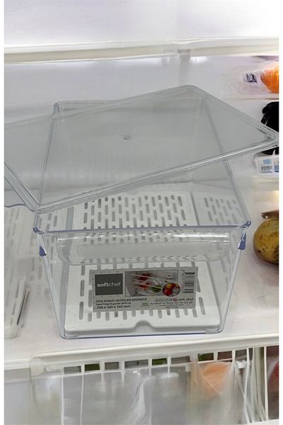 LeesHome Lüxchef 9Lt Lid Refrigerator Organizer - Set of 3 Pieces with Strainer Inside, Storage Refrigerator