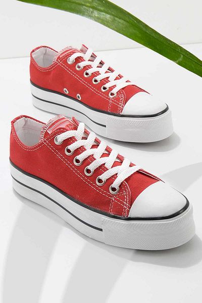 Bambi Rote Leinen Freizeitschuhe für Damen K01688001318