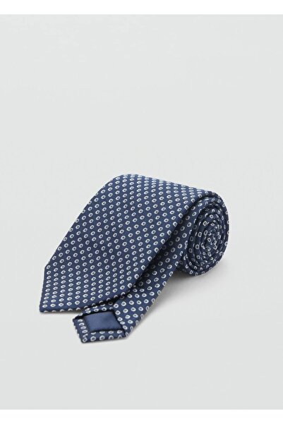 MANGO Man Geometrik desenli ipek kravat