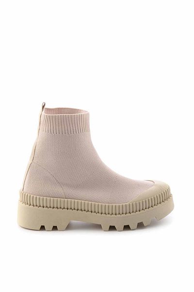 Bambi Beige Strickstiefel und Stiefeletten für Damen01544033382