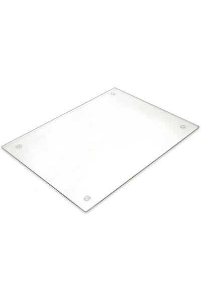 Miabella Home Şeffaf Cam Kesme Tahtası, Kesme Tablası  Kenarları Oval, Antibakteriyal, Sunum Tahtas
