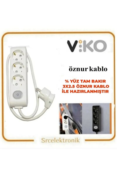 VİKO Viko Multi-Let 3 Lü 3X2.5 Öznur Kablo TAM BAKIR (1 METRE) Anahtarlı Topr...