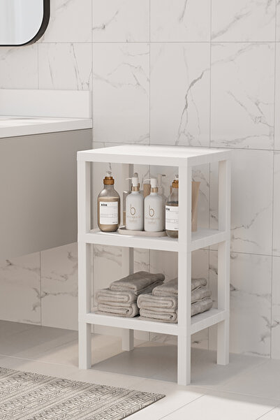 Trend Maison Dekoratif Plastik Çok Amaçlı Banyo Düzenleyici-saksılık-kitaplık-çiçeklik 3 Katlı Beyaz - 3102
