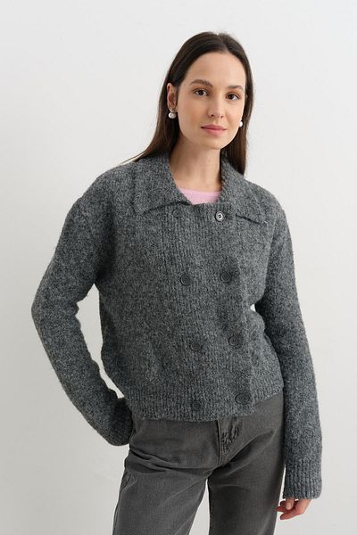 Qutu Butik 60928 Polo Collar Buttoned Soft Triko Cardigan