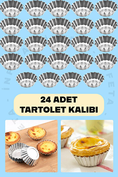 İnfeta Paslanmaz Metal Yapışmaz Cupcake, Muffin, 24 Adet Kek Tartolet Kurabiy...