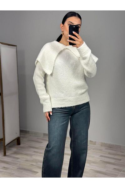 Qutu Butik 10652 Soft Textured Cover Detailed Stricked Sweater