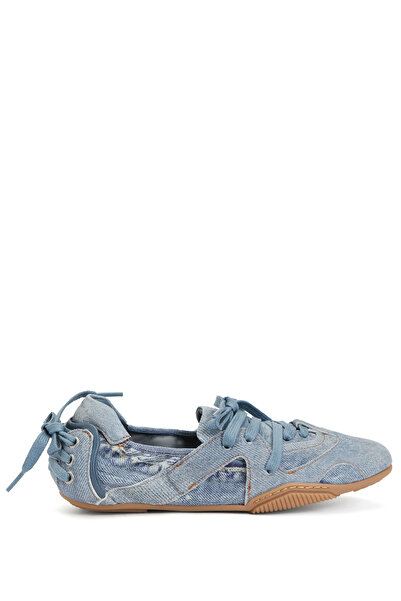 Acne Studios Açık Mavi Denim Dokulu Kadın Deri Sneaker Beden: 38