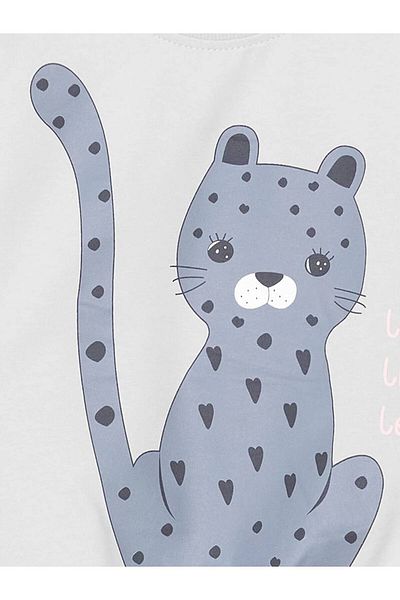 LC Waikiki Lcw Baby Gray Crew Neck Printed Baby Girl Tracksuit Set