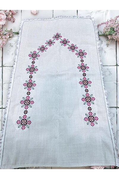 TUTUYA TEXTIL Etamin İşli Tek Set Seccade Çeyizlik Seccade Hediyelik Seccade