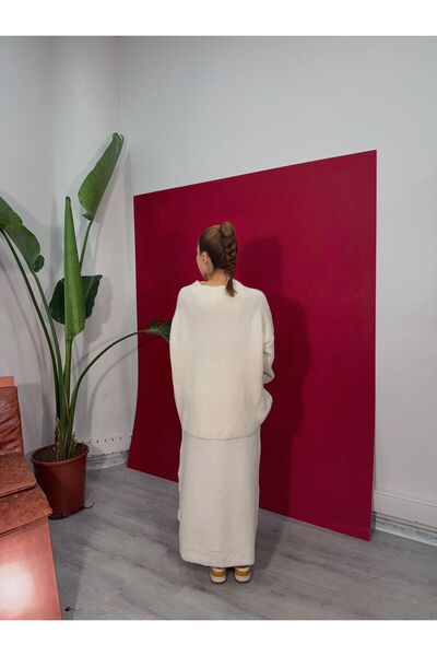 Paraf style Women's Stand Collar Knitwear Sweater - Maxi Skirt Set of 2