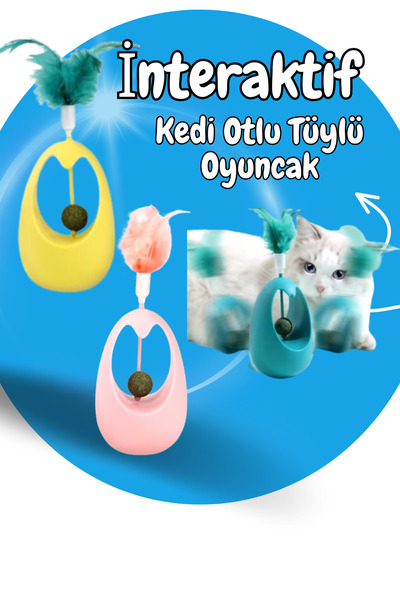 ALÇİN Interactive Cat Herb Feather Toy 1Pc