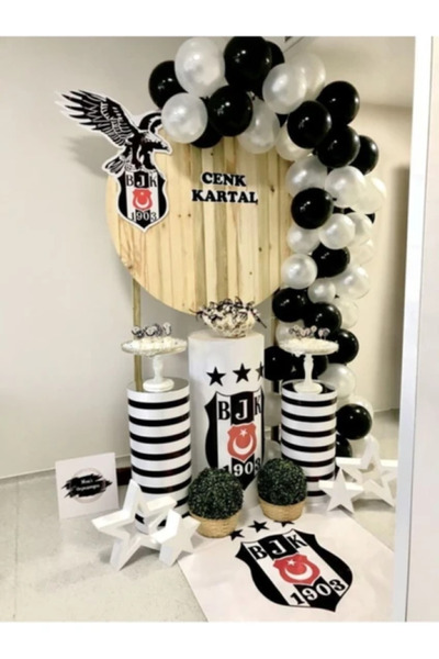 BALON DİYARI 50 Adet Siyah Beyaz Balon Konsept Seti