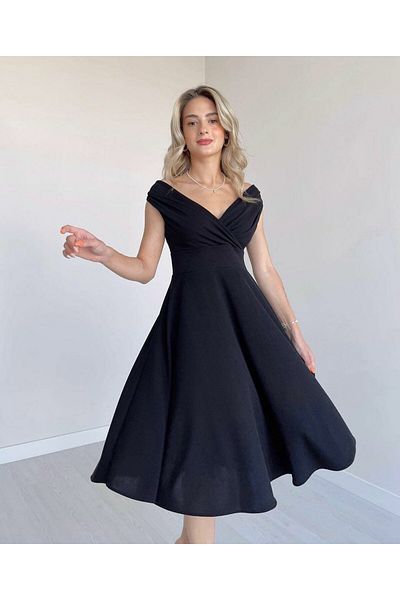 Lisinya Gelirr Women's Short Sleeve Double Breasted Lapel Skirt Flounced Crepe Dress