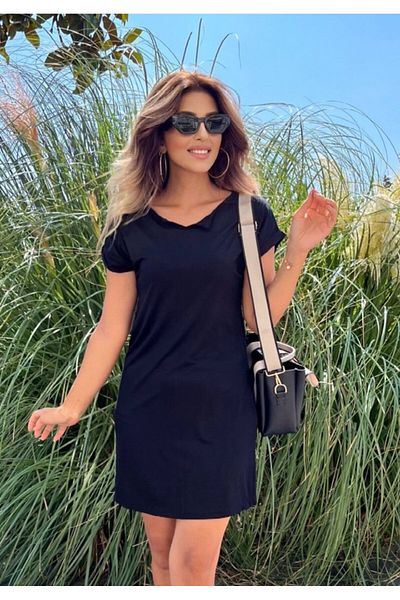 Modayakamoz Rochie mini din viscoză cu mânecă scurtă pentru femei
