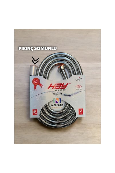 Nalbur Bakkal Hay Çift Kenetli Duş Hortum Spiral 150 Cm Pirinç Somun