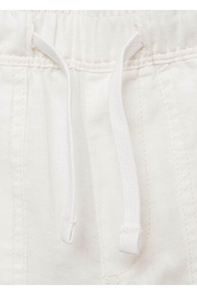 MANGO Kids Keten karışımlı beli elastik pantolon