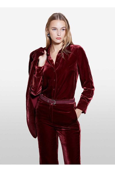 Sisley Regular Shirt Collar Red Women's Shirt 51Eulq07Y