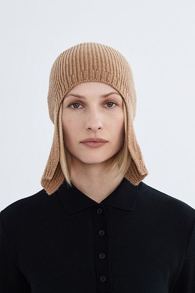 Nordbron Καφέ Μπεζ Μαλακά Πλεκτά - Winter Casual Beanie Aaley με κάλυμμα αυτιών