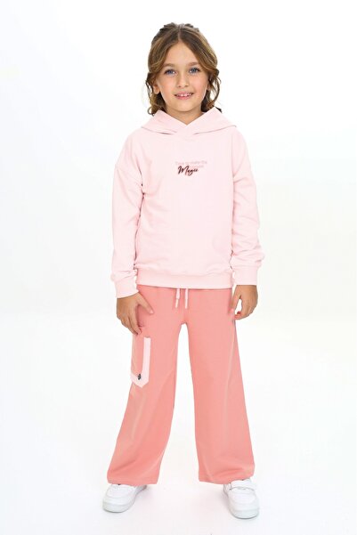 Toontoy Κοριτσίστικο με κουκούλα Φόρμα με τύπωμα με γράμματα στο μπροστινό μέρος